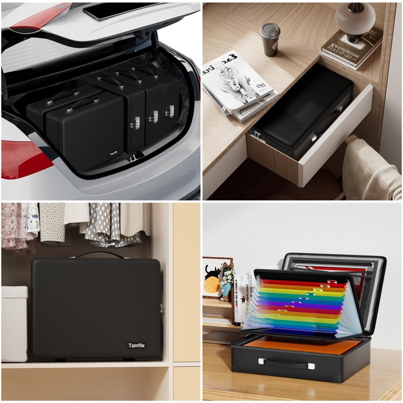 Fireproof Document Box with Fireproof Zipper, Hard Fireproof Safe Case