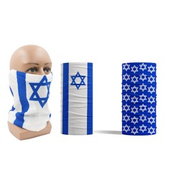 ZENRUIMING 2 pieces of Israeli flag scarf, Baraklava face mask, men's and women's outdoor sports headscarf, outdoor cycling face mask