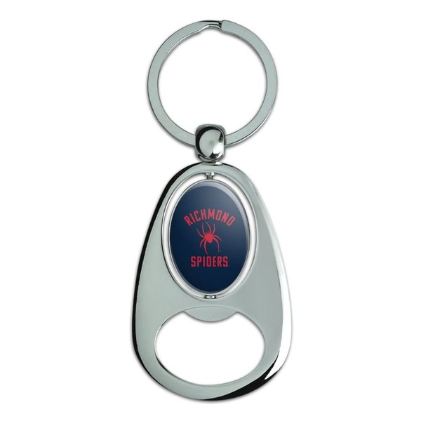 University of Richmond Spiders Keychain Chrome Metal Spinning Oval Bottle