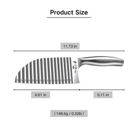 Stainless Steel Crinkle Cutter - Wavy Vegetable & Fruit Knife for Crinkle Cut Fries, Pickles, Carrots - Kitchen Gadget for BLW, Potatoes, Watermelon (【A + Peeler】)