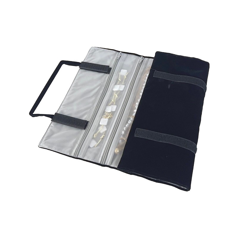 UnionPlus Velvet Travel Jewelry Case Roll Bag Organizer for Necklace,