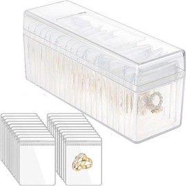 Acrylic Jewelry Organizer, Clear Earring Organizer with 20 Portable Anti Tarnish Jewelry bags for Women, Jewelry Box Case for Earrings, Rings, Necklaces, Gift for Women