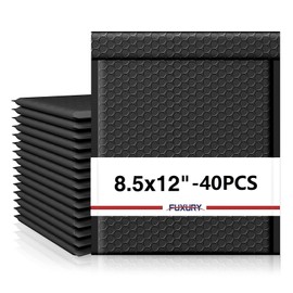 Fuxury Black Bubble Mailers 8.5x12" 40 Pack Medium Padded Envelopes Opaque #2 Bubble Mailer Usable Size 8.5x11" Thick Padded Mailers for Small Business Mailing Books Clothes Makeup Supplies