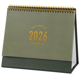 Large Desk Calendar 2025-2026, 9.9" × 8.7" Standing Flip Desktop Calendar from Now to December 2026 - Metal Ring Twin-Wire Binding 18 Months Medium Desk Calendar for Home Office School (L-Green)