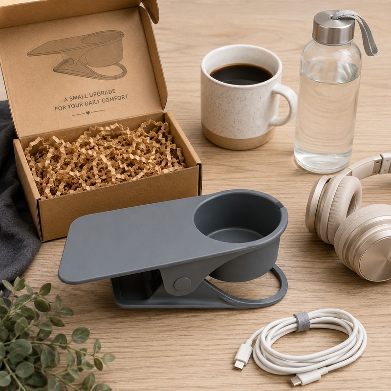 Desk Side Cup Holder Clip for Workspace Organization – ABS