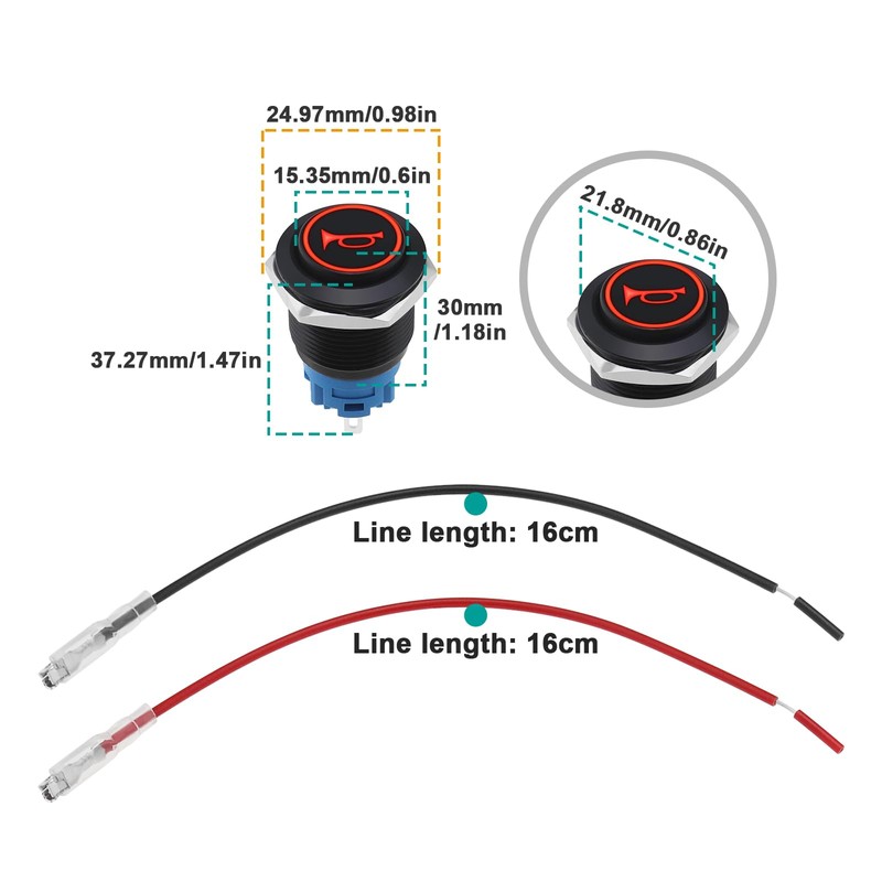 Create idea 19 mm Momentary Horn Button Push Switch 12V