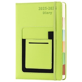 2025-2026 Academic Diary 2025-2026 A5 Page a Day July 2025 to June 2026 Academic Mid Year Planner with Colorful Monthly Tab, Front/Inner Pocket, Elastic