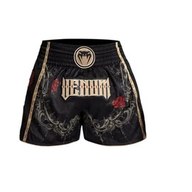 Venum Men's Standard Muay Thai Shorts, Deep Black/Gold
