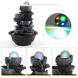 Dyna-Living Tabletop Water Fountain Indoor Waterfalls Fountains with Colored LED Light Decorative Tabletop Fountain with Automatic Pump Best Home Gifts for Parents or Friends