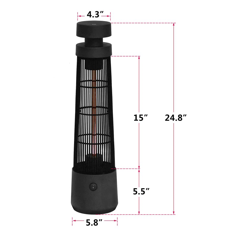1200W IP55 Waterproof Infrared Electric Freestanding Patio Heater with Touch