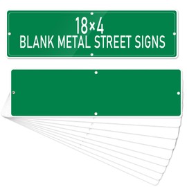 10 Pieces Green Blank Street Signs Metal 18×4 Blank Metal Street Signs for Vinyl Blank Road Signs man cave decor for Outdoor Street (Only one side is green)