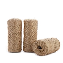 Jute Twine String Hemp Rope - 984 Feet 2mm 3ply Natural Burlap Cord Rolls for DIY Crafts, Decoration, Bundling, Packing, Gifts, Artworks, Gardening Applications (3 Pack)