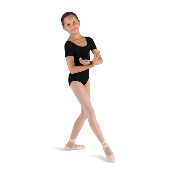 Bloch Dance Girls Ballet Short Sleeve Leotard, Black, 6X-7