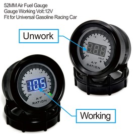 ARTILAURA 2-1/16" 52mm LED Digital Air/Fuel Ratio Gauge Racing with Narrowband O2 Oxygen Sensor for 12V Car