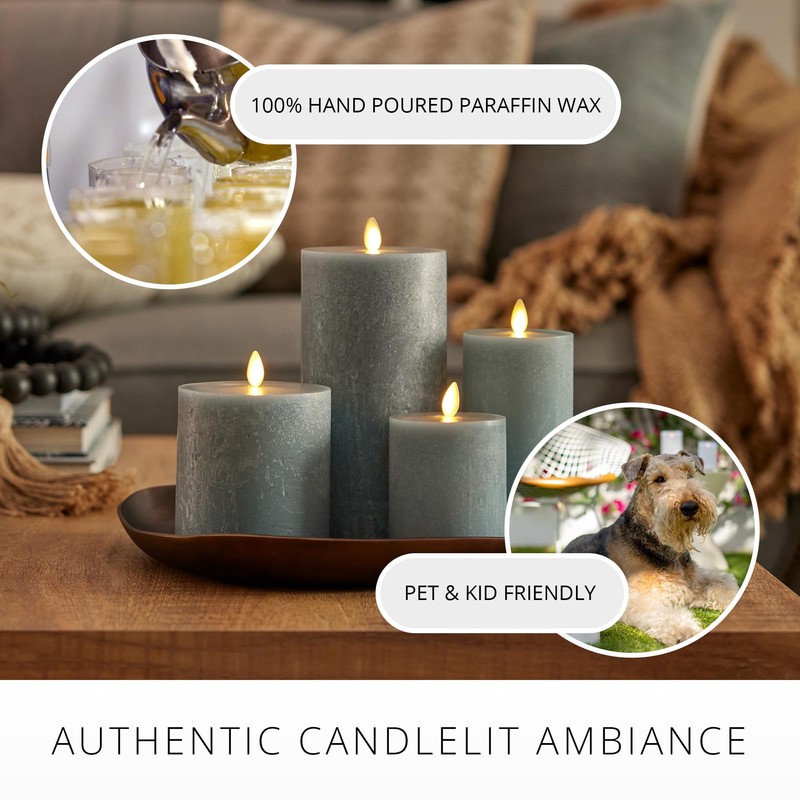 Luminara Seaglass Rechargeable Flameless LED Candle, Fog 3" x 4.5",