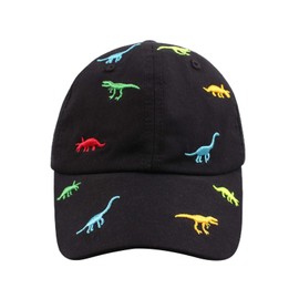 XIAOHAWANG Summer Baseball Cap for Boys Girls Adjustable Sports Cap Children with Dinosaur Embroidery Peaked Cap Children UV Protection 2–6 Years, (Black)