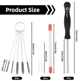 Hexagon Carburetor Adjusting Tool 5910 890 2307 with 5 Piece Mini Metal Tube Cleaner Brush, 4mm Hex Screwdriver for Stihl, Ryobi, Husqvarna, Echo Chainsaws, Trimmers, Leaf Blowers, and Lawn Mowers