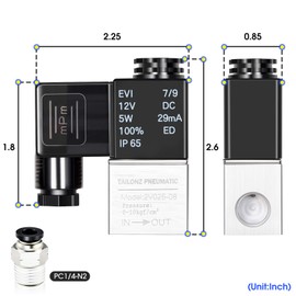 Tailonz Pneumaitc 1/4 inch NPT 12V/24V/110V/220V Way Normally Closed Electric Solenoid Air Valve 2V025-08