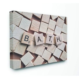 Stupell Industries Bath Scrabble Letters Bathroom Photograph, Design by Artist Daphne Polselli Wall Art, 16 x 1.5 x 20, Canvas