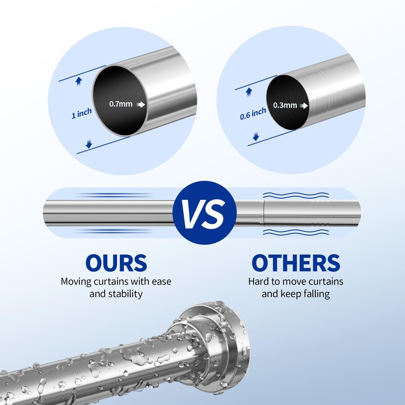 Mcrbeay Shower Curtain Rod, 1" Diameter Heavy Duty Tension Shower