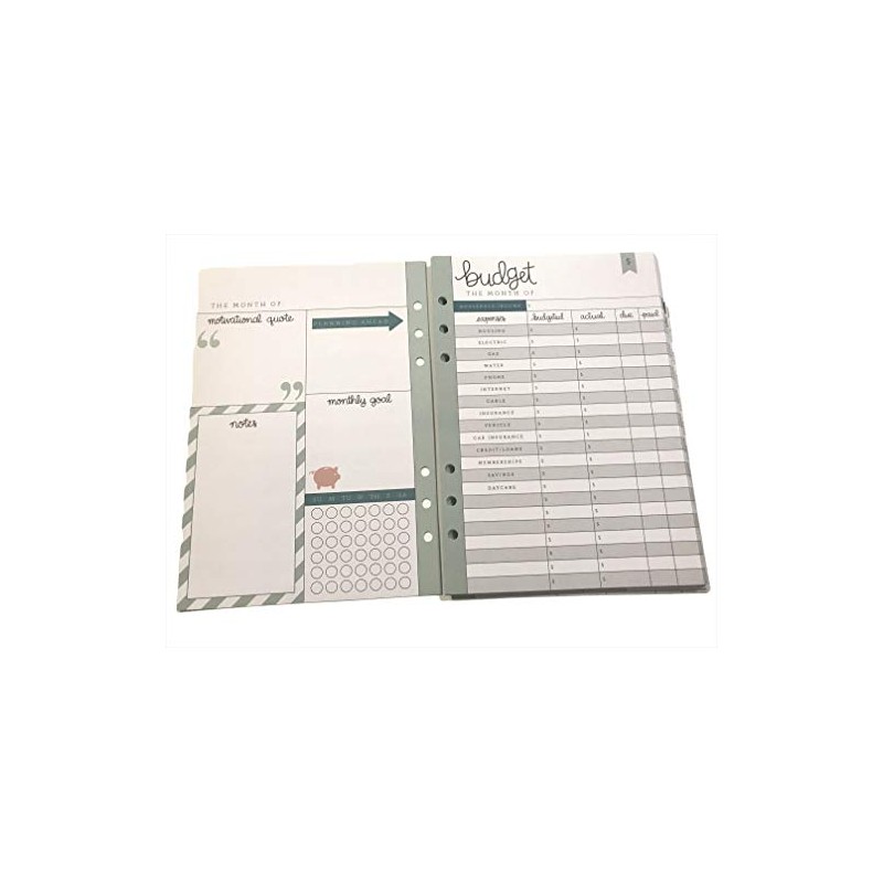 Budget Planner Inserts for 6 Ring Binder Planner, 26 Double