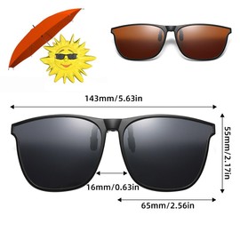 MCSQK Pack of 2 Polarised Sunglasses Clip, Sunglasses Clip for Glasses, Clip-On Sunglasses, Sunglasses Attachment Glasses for Glasses Wearers, Flip Up Clip On Sunglasses for Men Women, Grey and