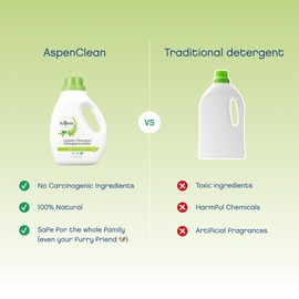 AspenClean Natural Laundry Detergent Eucalyptus & Rosemary - 100% Natural, Organic, HE Liquid Laundry Detergent - Vegan, Cruelty-Free, Biodegradable - Safe for Babies, Pets & Kids - EWG Certified (2