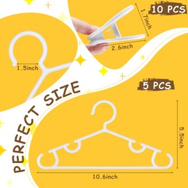 Hsei 5/10/40 Pack Baby Hangers with 10/20/80 Clips, Plastic Kids Pants Hangers for Nursery Closet Top and Bottom Clothes Hanger Set for Newborn Infant Toddler(15 Packs Total,White,10.6 Inch)