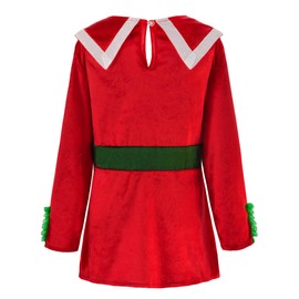 ReliBeauty Christmas Elf Costume Children's Unisex Reindeer Costume Christmas Costume with Deer Antlers Headband Red Green Elf, 130
