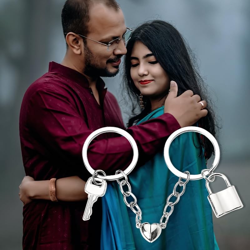 Matching Heart Keychain for Engaged Couple Gifts for Him and
