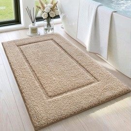 DEXI Alfombra de baño, Ultra Absorbente, Suave, Lavable a máquina, Antideslizante, para el Piso del baño, Tina, Ducha, 60 x 90 cm, Beige