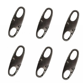 Leekayer 6 Pcs Zipper Part Zipper Pulls Replacment Key Connector, Theft Deterrent Zipper Sliders Clip Lock for Tent Backpack Bag Luggage Suitcase,Black Nickel