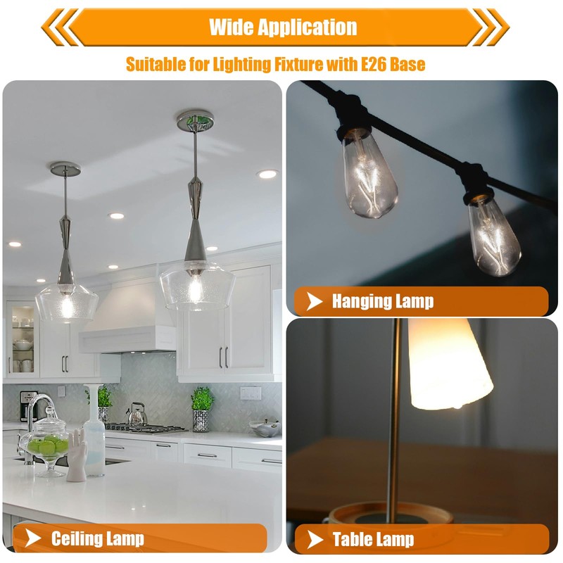 winsaLED 4000K Cool White LED Edison Bulbs 25W Equivalent, Low