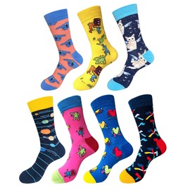 Mens Dress Socks,EmaoFun Funny Fancy Colorful Casual Pattern Crew Socks(Cartoon)…