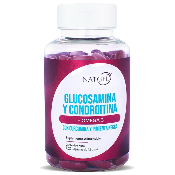 NatGel Glucosamina con Condroitina, Omega 3, Curcumina y Pimienta Negra