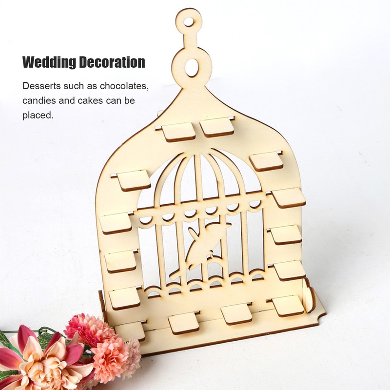Wooden Chocolate Display Stand Bird Cage Style Dessert Display Shelves