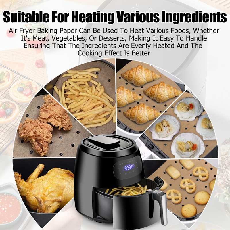 Air Fryer Liners, 8.5 Inch Square, 100 Pcs Perforated Parchment