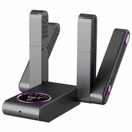 Electric Shoe Dryer, Boot Dryer, Shoe and Boot Warmer - Double V Support for Quick Drying in Recirculation Process, 360° All-Round Drying, Intelligent Temperature Control with Timer, black