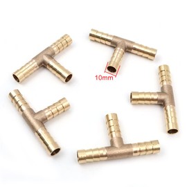 Hsthe Sea Lot de 5 raccords de tuyau en laiton 10 mm ou 39/100" - 3 voies en shape de T - Raccord Pour tuyau d'air de carburant - Connector en T