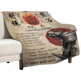 Samurai Warrior Blanket Japanese Samurai Throw Blanket Samurai Gifts for Boys Men Warrior Blanket for Kids Adults Soft Warm Cozy Fleece Blanket for Couch Sofa ​Bed 40"x50"