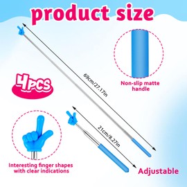 3 Pcs Pointer Fingers, Telescopic Finger Pointer Stick Extendable Teachers Stick for Classroom Elementary School Kindergarten and Teacher Supplies Interactive Learning 3 Colors