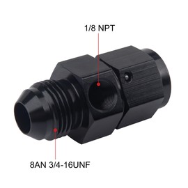 EVIL ENERGY 8AN Male Flare to -8 Female Swivel with 1/8 NPT Gauge Port Fuel Pressure Take Off Fitting Adapter Aluminum