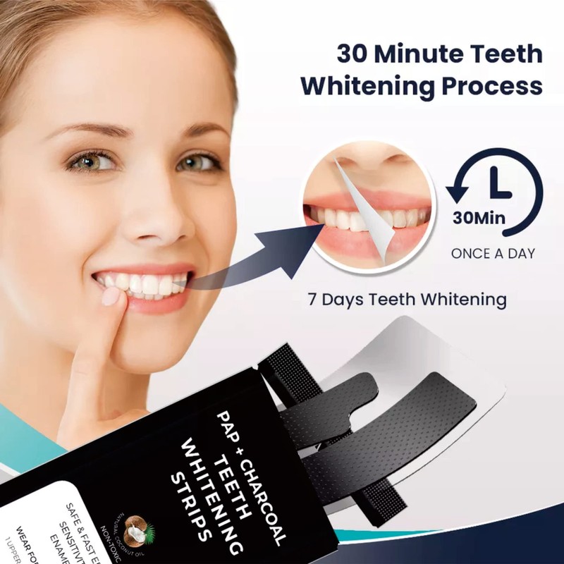 White Luxe Charcoal Teeth Whitening Strips - Coconut Oil &