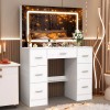 Yamissi Vanity Desk Set with LED Light Mirror Makeup Vanity