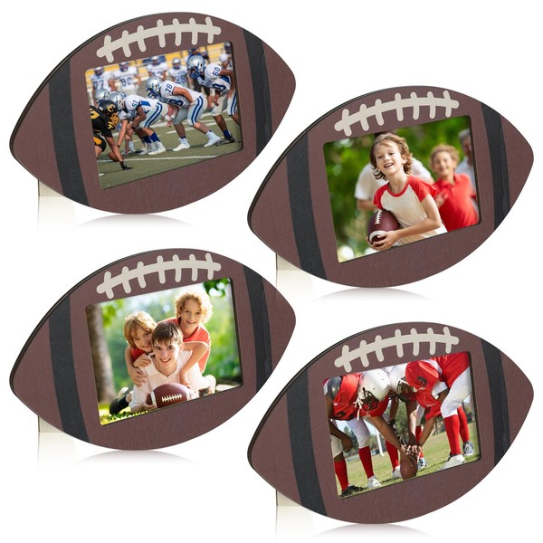 YLOLUL 4 Pieces Football Picture Frame 4x6 Sport Themed Wooden
