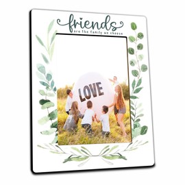 Greenery Friends Wooden Picture Frame For 4 X6 Inches Vertical Photo, Friends Are The Family We Choose Photo Frame Tabletop Display, Bestie Gifts, Gifts For Friends, Home & Office Decorations - B15
