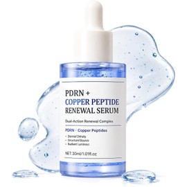 GHK-Cu Suero de Péptido de Cobre con PDRN para el Rostro - Complejo Renovador de Doble Acción para Reafirmar, Iluminar e Hidratar - Suero Antienvejecimiento Ligero para Todo Tipo de Piel (30ml)