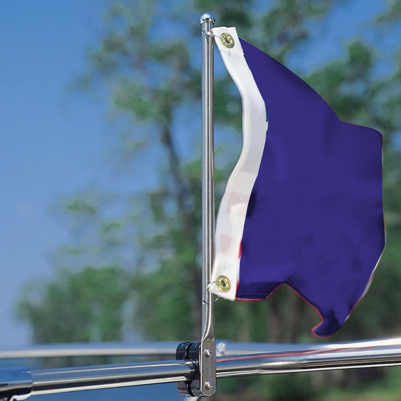Boat Flag Pole 610mm Length Stable 316 Stainless Steel Rail