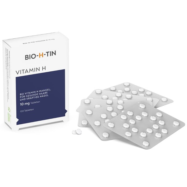 BIO-H-TIN Vitamin H 10 mg (Biotin) for Healthy Hair & Nails, 100 Tablets