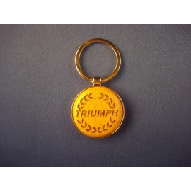 Great Christmas Gift - Triumph Key Chain, Engraved on Wood, Silver Chrome Holder